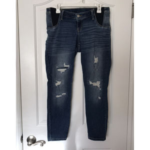 Liz Lange Maternity Distressed Ankle Skinny Womens Blue  Jeans Size M